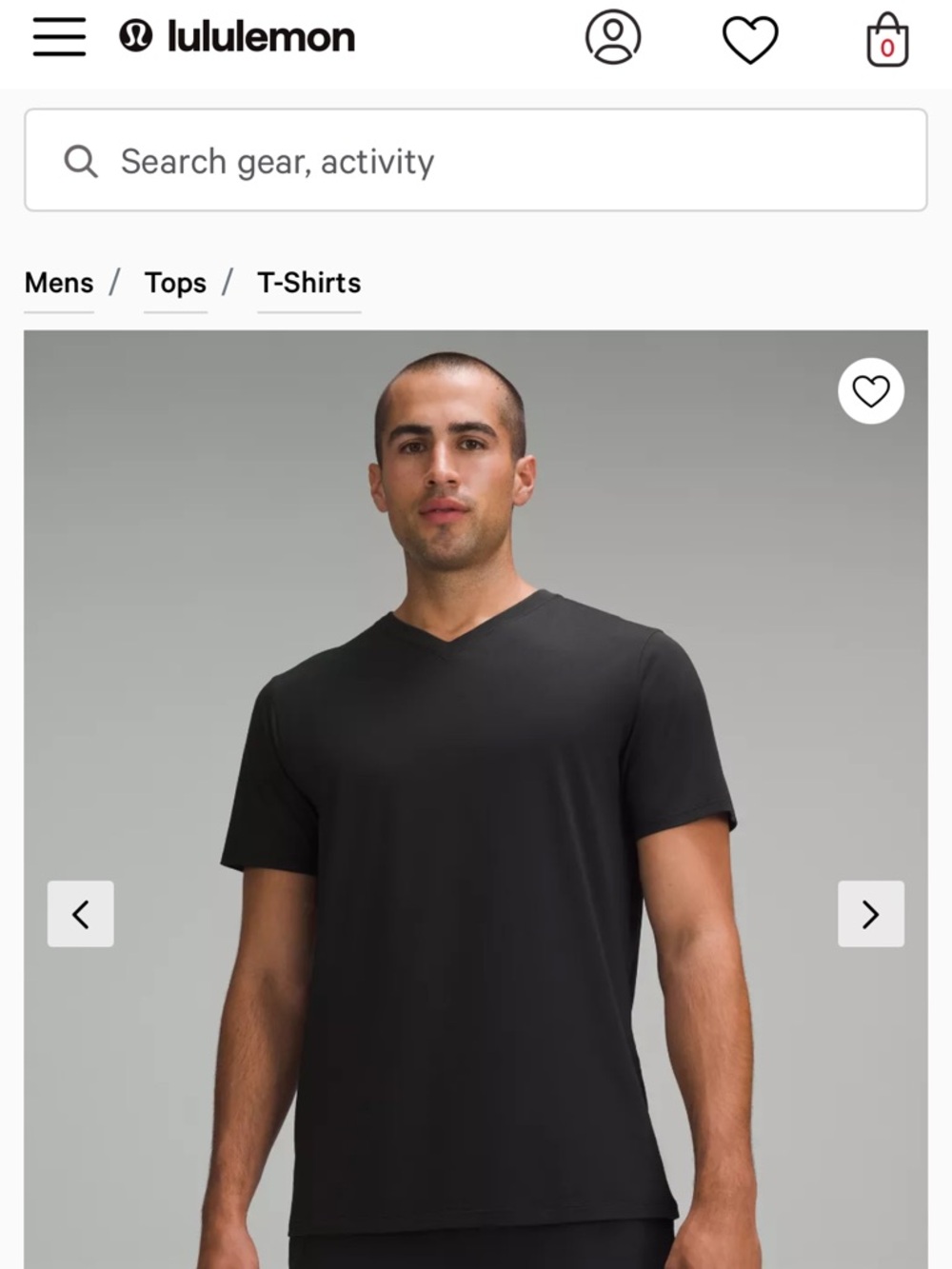 lululemon Men’s Black V-Neck Tee